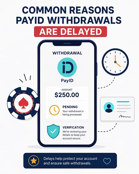 PayID pokies withdrawal delay reasons